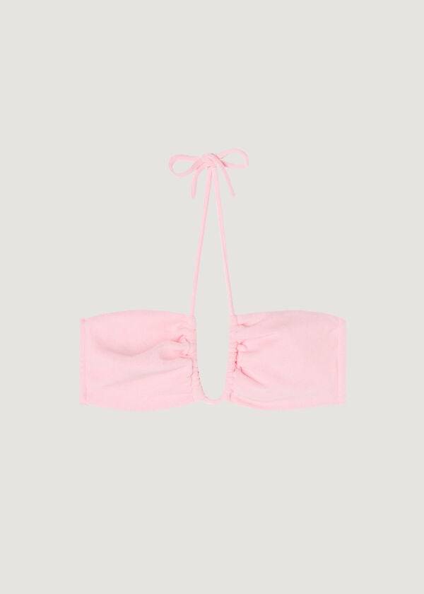 Calzedonia Drawstring Bandeau Beverly Hills Eco Ženske Gornji Dio Bikinija Roze | HR2482MA