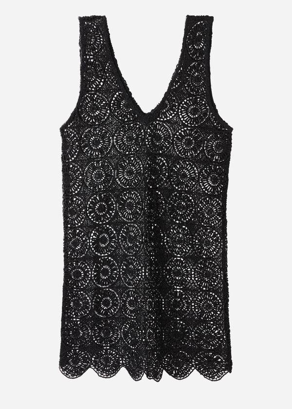 Calzedonia Geometric Crochet Dress Ženske Cover Ups Crne | HR2109YU