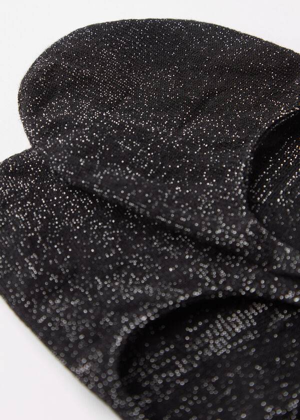 Calzedonia Glitter Cotton Invisible Ženske Čarape Crne | HR1983PQ