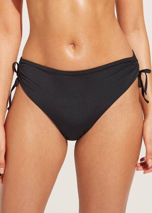 Calzedonia High-Waist Drawstring Indonesia Ženske Donji Dio Bikinija Crne | HR2736KI