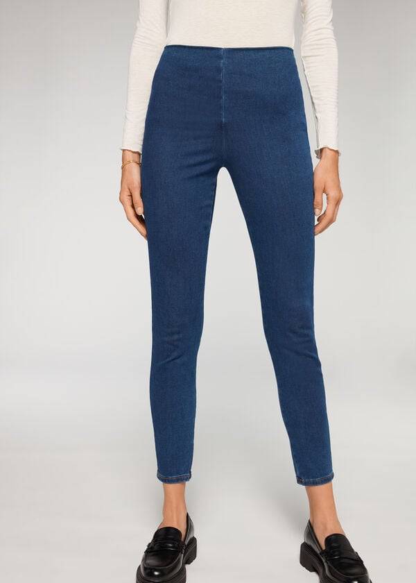 Calzedonia High Waist Mršav Denim Ženske Tajice Plave | HR1533WY