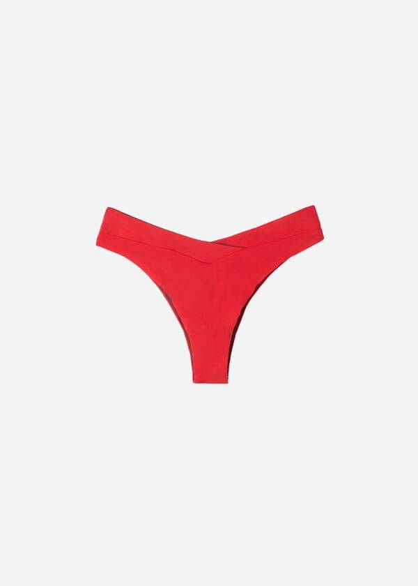 Calzedonia High-Waist V-Cut Brazilian Indonesia Ženske Donji Dio Bikinija Crvene | HR2726WY