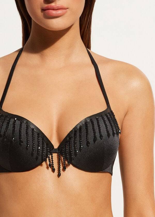 Calzedonia Lightly Podstavljena Push-up Taipei Ženske Gornji Dio Bikinija Crne | HR2414HK