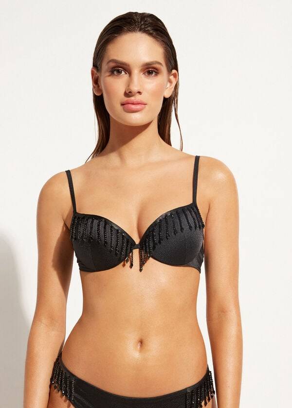 Calzedonia Lightly Podstavljena Push-up Taipei Ženske Gornji Dio Bikinija Crne | HR2414HK