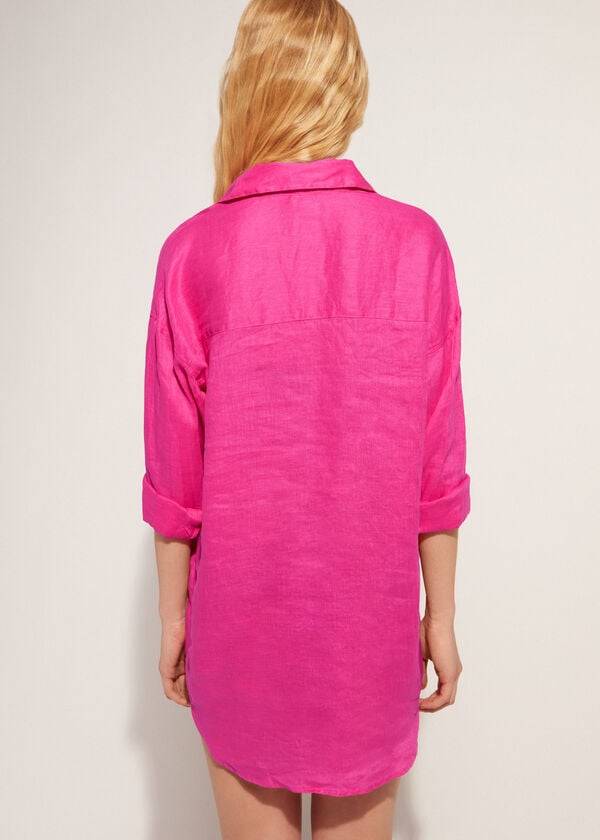 Calzedonia Linen Shirt Ženske Cover Ups Roze | HR2095KI