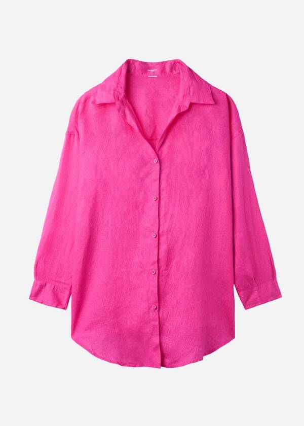 Calzedonia Linen Shirt Ženske Cover Ups Roze | HR2095KI