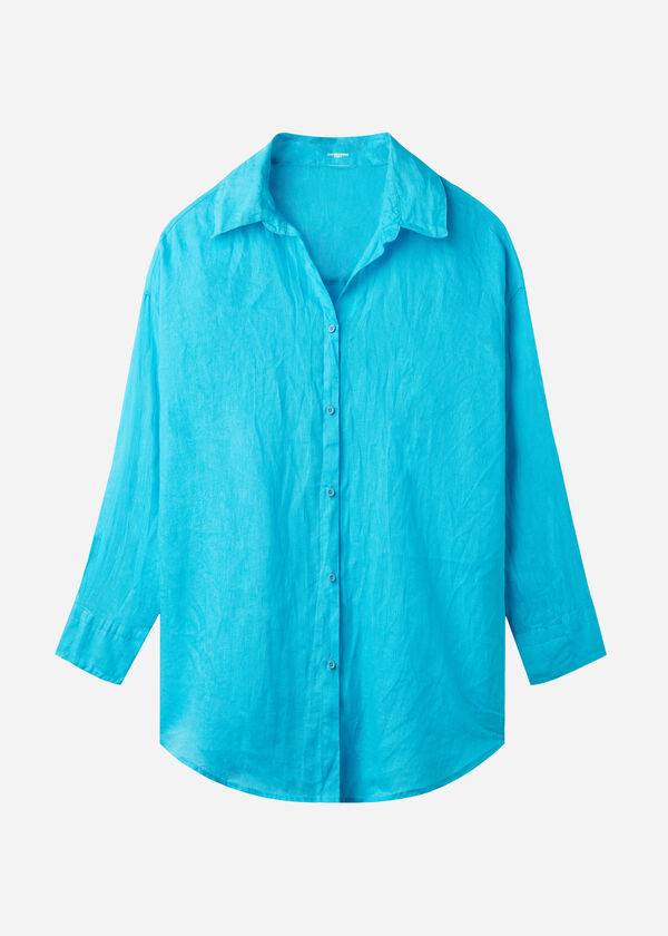 Calzedonia Linen Shirt Ženske Cover Ups Tirkizne Zelene | HR2097ZG