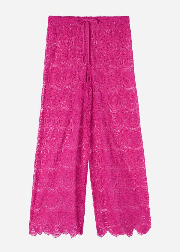 Calzedonia Long Crochet Pants Ženske Cover Ups Roze | HR2057YU