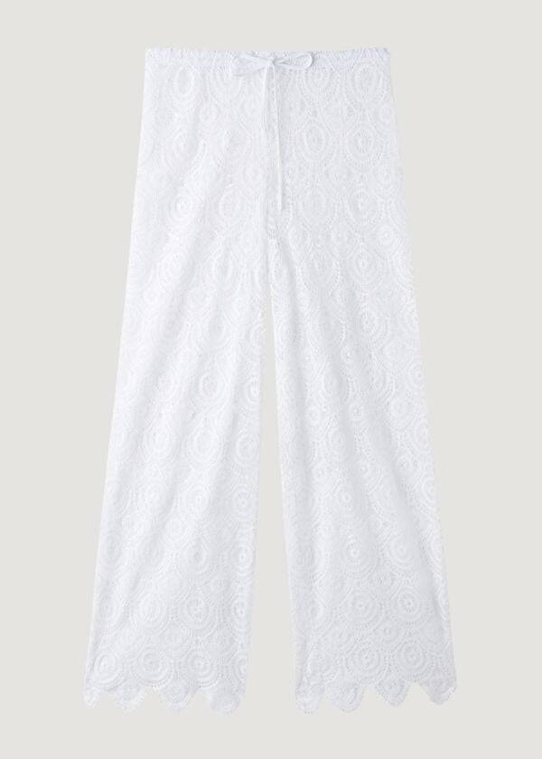 Calzedonia Long Crochet Pants Ženske Cover Ups Bijele | HR2059IS