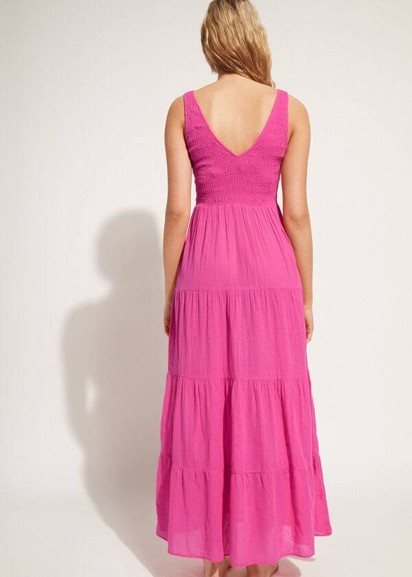 Calzedonia Long Dress with Ruffled Skirt Ženske Cover Ups Roze | HR2089SO