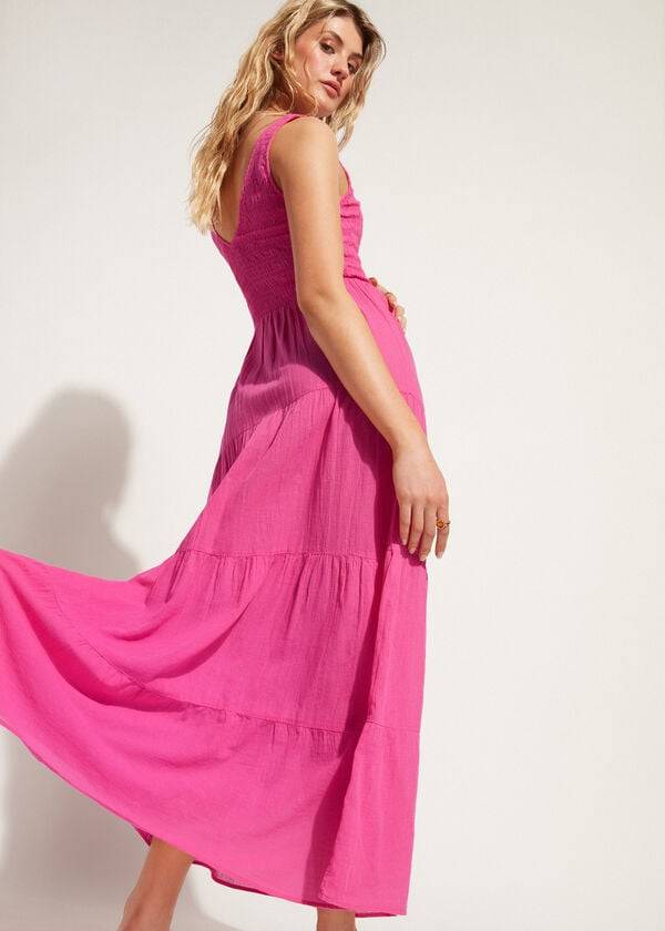 Calzedonia Long Dress with Ruffled Skirt Ženske Cover Ups Roze | HR2089SO