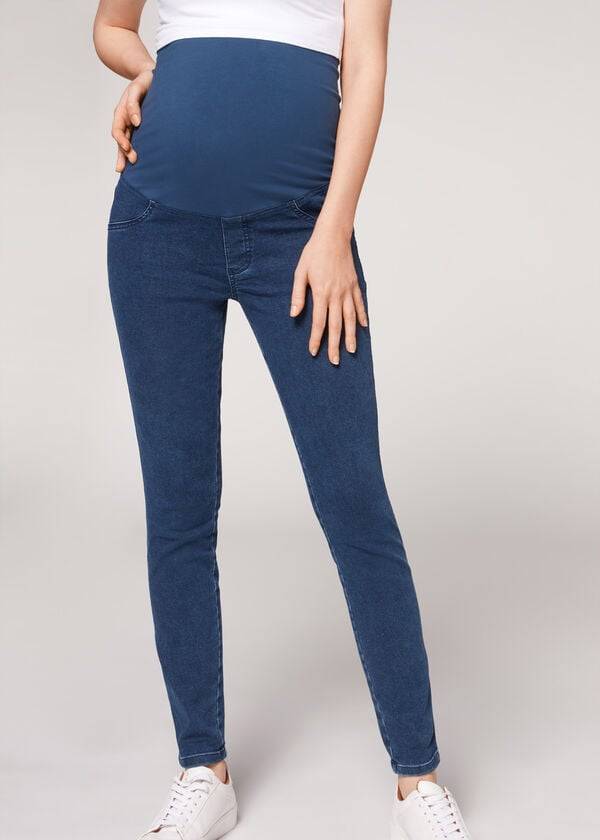 Calzedonia Maternity Jean Sport Ženske Tajice Plave | HR1442GL