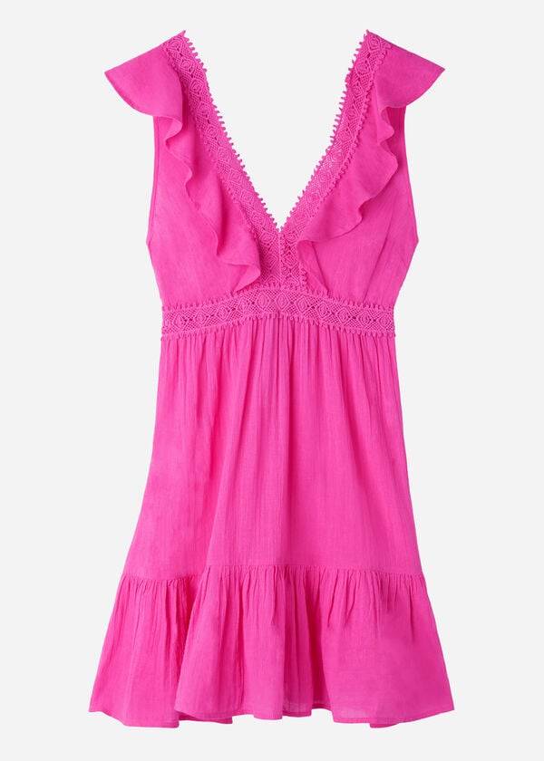 Calzedonia Mini Dress with Ruffle and Passementerie Ženske Cover Ups Roze | HR2083YU