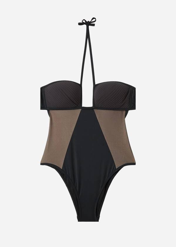 Calzedonia One Piece Tulle Insert Tokyo Ženske Kupaći Kostimi Crne | HR2020XF