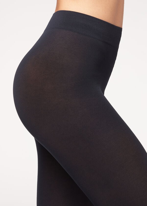 Calzedonia Opaque 100 Denier Cotton and Microfiber Ženske Hulahopke Plave | HR3139GL