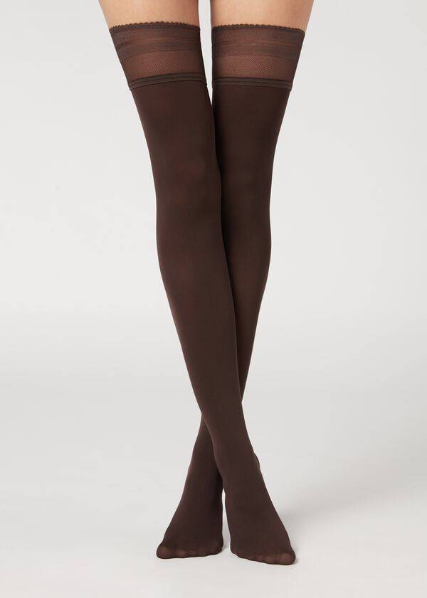 Calzedonia Opaque soft touch Thigh-Highs Ženske Stockings Kafe | HR2924NB