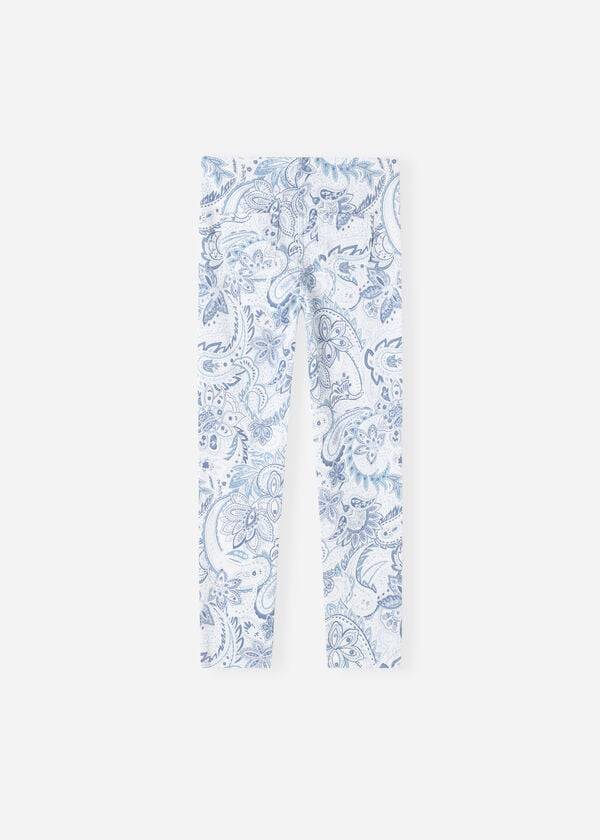 Calzedonia Paisley-Print Denim Dječje Tajice Bijele Plave | HR1055KI