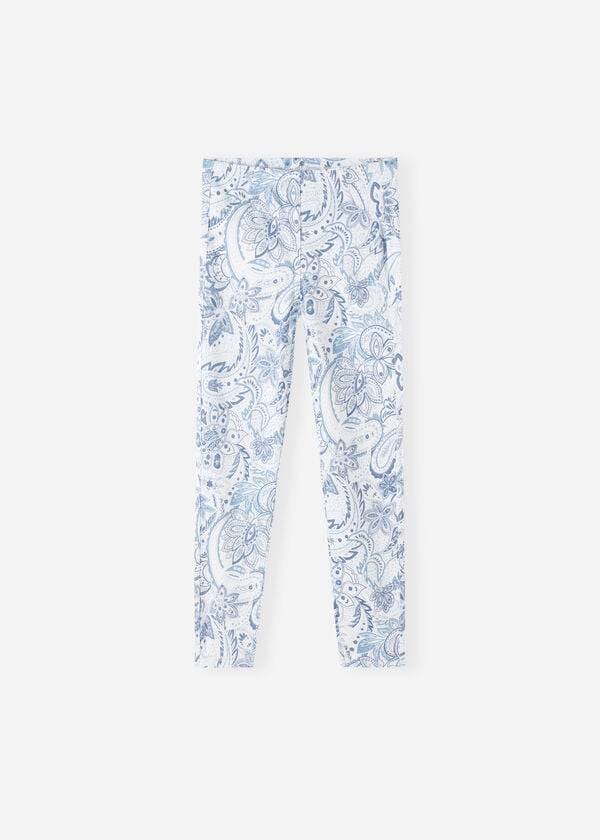 Calzedonia Paisley-Print Denim Dječje Tajice Bijele Plave | HR1055KI