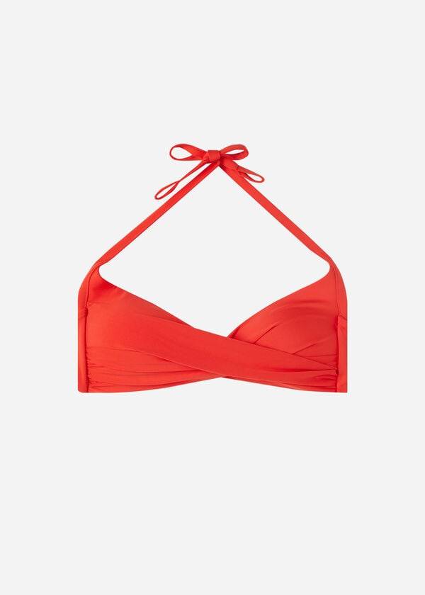 Calzedonia Podstavljena Triangle Indonesia Eco Ženske Gornji Dio Bikinija Crvene | HR2285MA