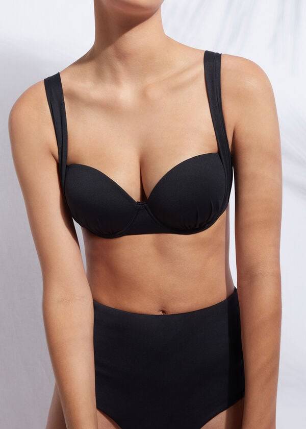 Calzedonia Push-Up Bandeau Indonesia Ženske Gornji Dio Bikinija Crne | HR2237RW