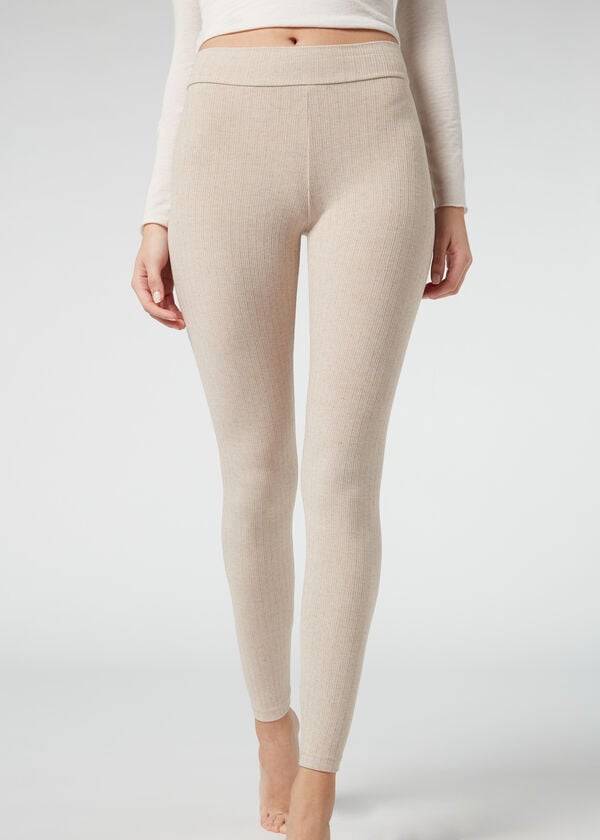 Calzedonia Rebrasti with Cashmere Ženske Tajice Bež | HR1517SO