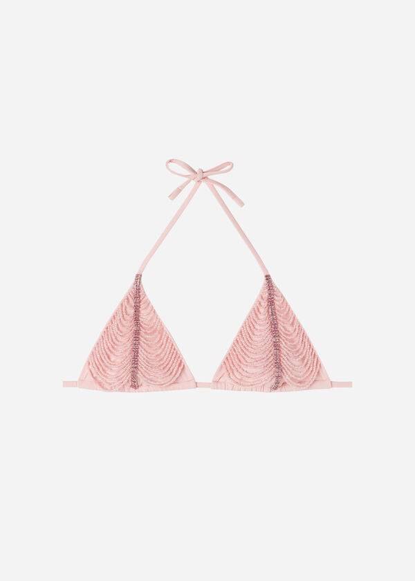 Calzedonia Rhinestone Beaded Slajd Triangle Manila Ženske Gornji Dio Bikinija Roze | HR2234QZ