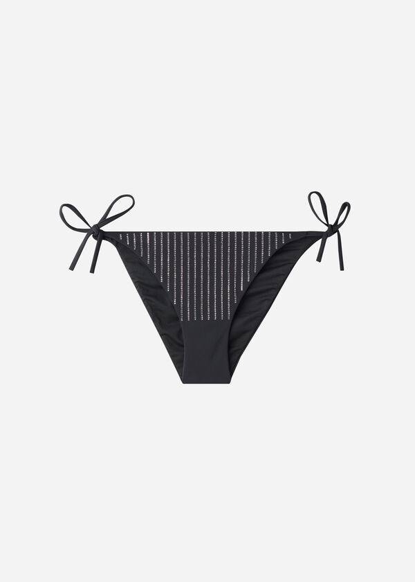 Calzedonia Rhinestone String Shanghai Ženske Donji Dio Bikinija Crne | HR2667HK