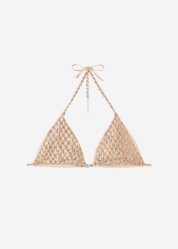 Calzedonia Rhinestone Triangle String Luxor Ženske Gornji Dio Bikinija Zlatne | HR2233MA