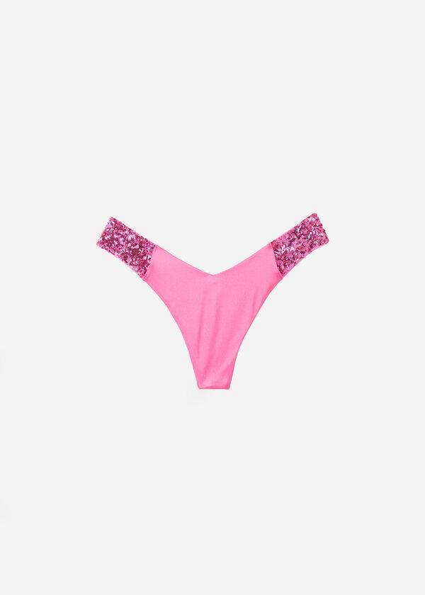 Calzedonia Sequined High-Cut Brazilian Cannes Cheeky Ženske Donji Dio Bikinija Roze | HR2645SO