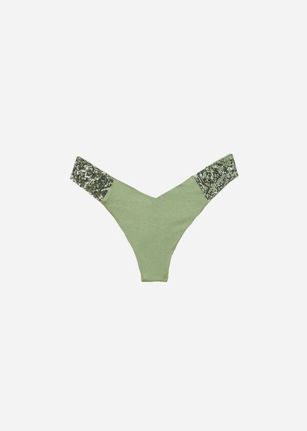 Calzedonia Sequined High-Cut Brazilian Cannes Ženske Donji Dio Bikinija Zelene | HR2647PQ