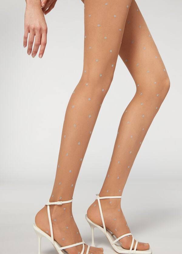 Calzedonia Sheer 30 Denier All-Over Polka-Dot Patterned Ženske Hulahopke Bež | HR3062EX