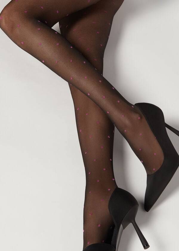 Calzedonia Sheer 30 Denier All-Over Polka-Dot Patterned Ženske Hulahopke Crne | HR3063WY