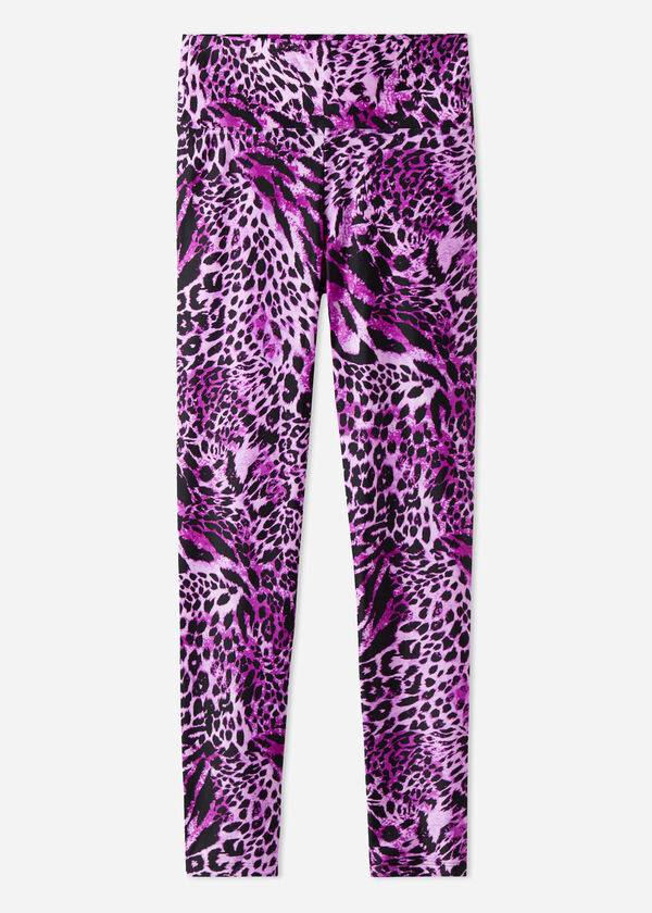 Calzedonia Shiny Animal-Print Athletic Ženske Tajice Roze | HR1509RW