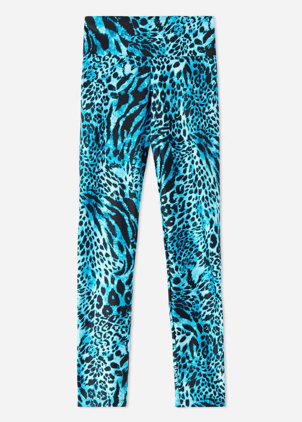 Calzedonia Shiny Animal-Print Athletic Ženske Tajice Tirkizne | HR1510TV