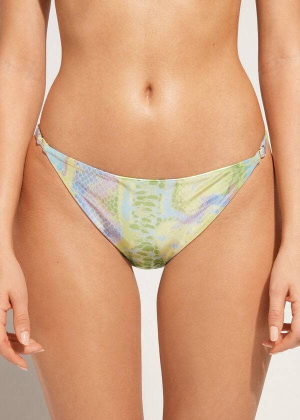 Calzedonia Snake-Pattern Adjustable-Side Las Palmas Ženske Donji Dio Bikinija Zelene | HR2618ZG