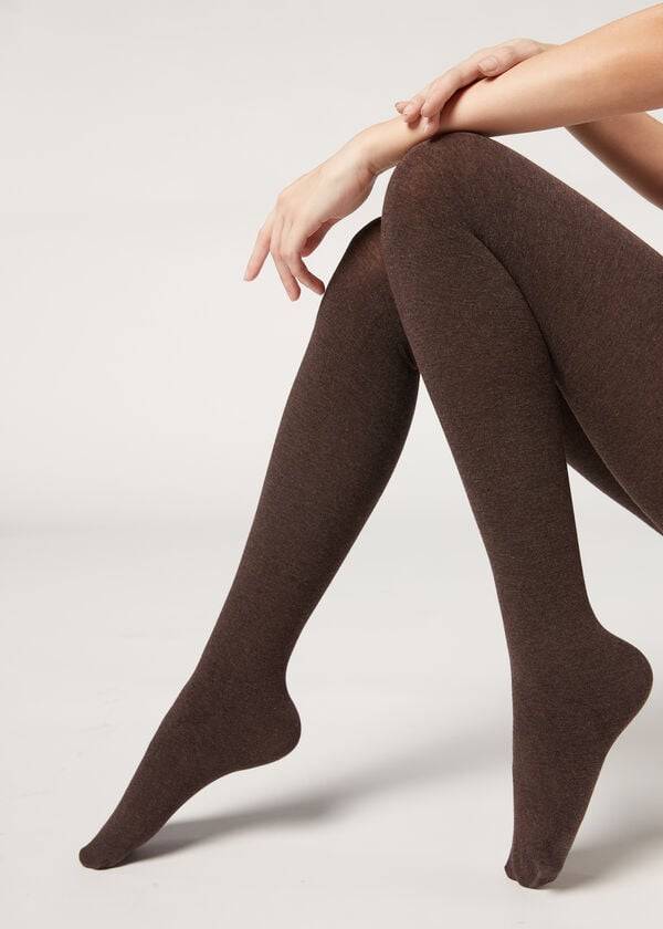 Calzedonia Soft Modal and Cashmere Blend Opaque Ženske Hulahopke Smeđe | HR3126PQ