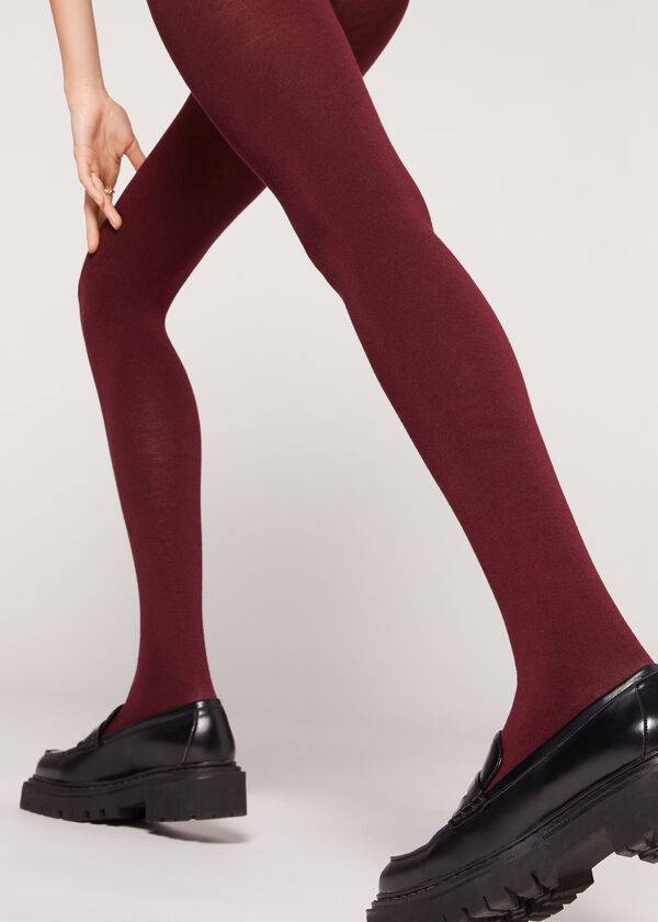 Calzedonia Soft Modal and Cashmere Blend Opaque Ženske Hulahopke Bordo | HR3132RW