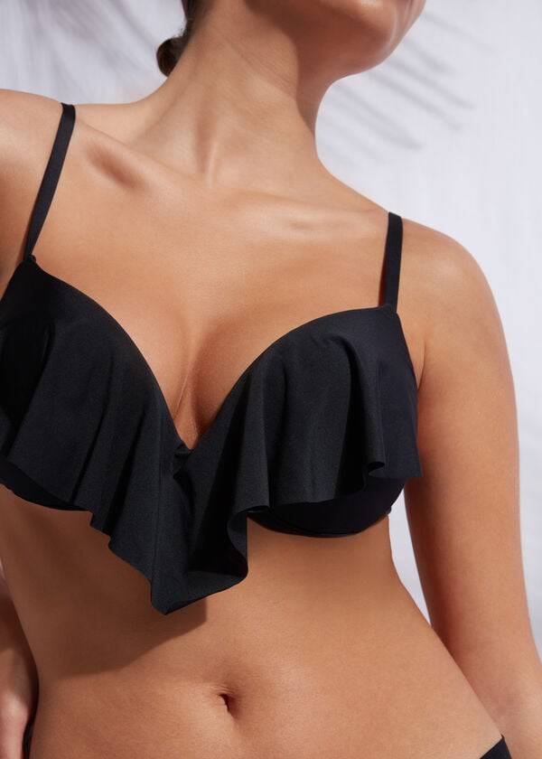 Calzedonia Super Podstavljena Push Up Indonesia Eco cobey Ženske Gornji Dio Bikinija Crne | HR2215IS