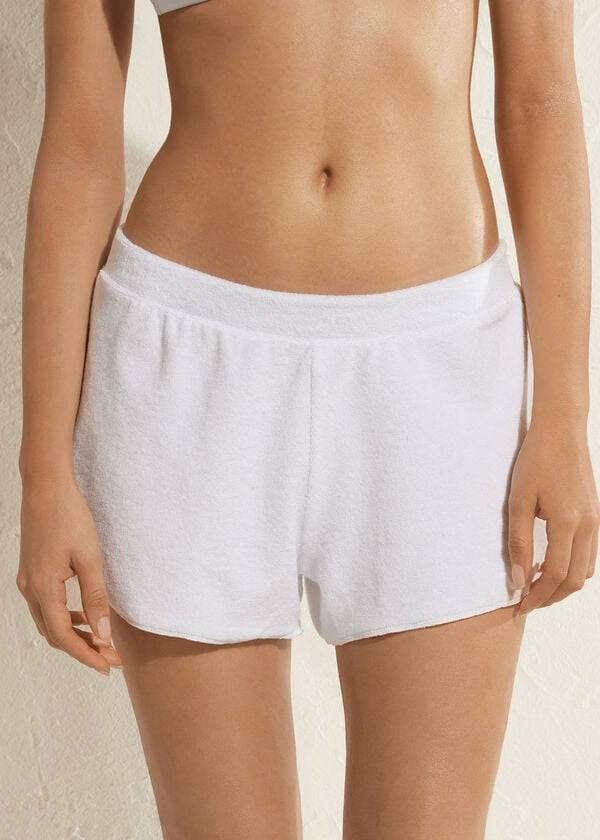 Calzedonia Terrycloth Shorts Ženske Cover Ups Bijele | HR2041HK