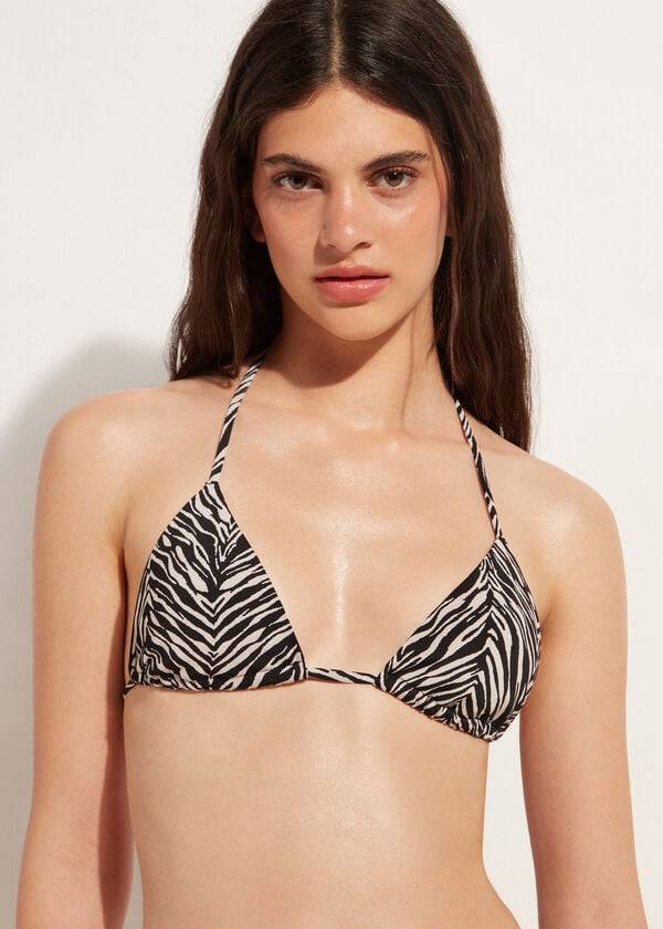 Calzedonia Triangle String Zebra Nairobi Ženske Gornji Dio Bikinija Crne | HR2126VD